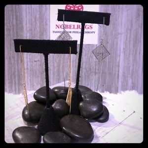 Threaders Earrings With Dainty Hanging Triangles